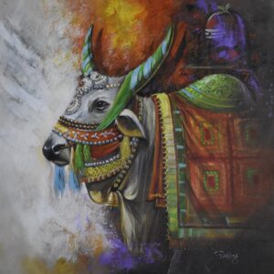 A Canvas painting of Nandi