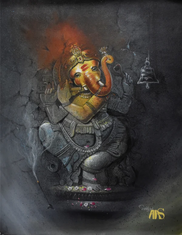 Image: Baasuri Ganesha Canvas Painting