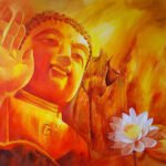 Image: Buddha with Pink lotus Canvas Painting