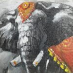 Image: Grey scaled Canvas painting of elephant