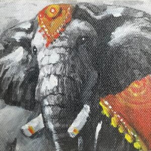 Image: Grey scaled Canvas painting of elephant