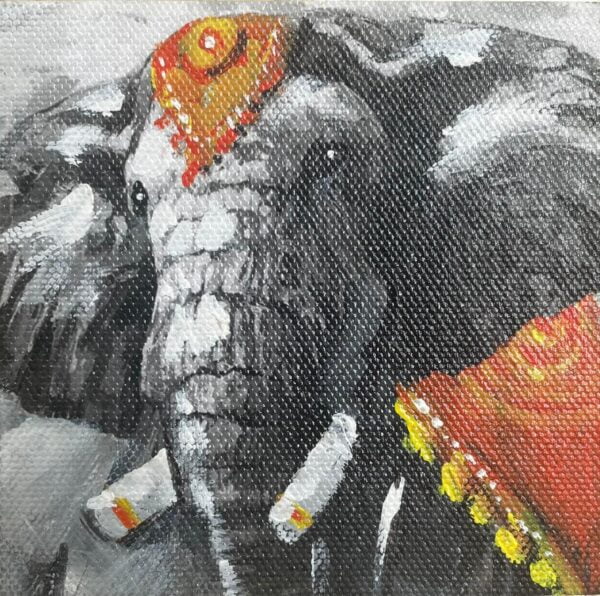 Image: Grey scaled Canvas painting of elephant