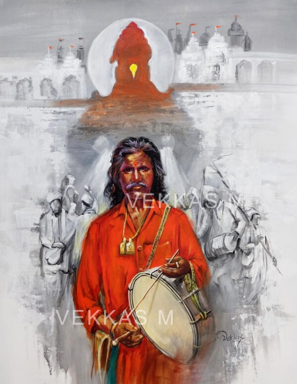 Image: Vitthal Canvas painting and sadhu with a musical instrument