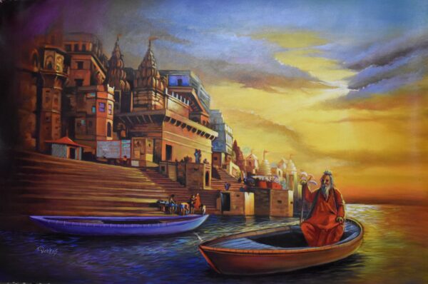 Image: Canvas painting of Ghats of Varanasi