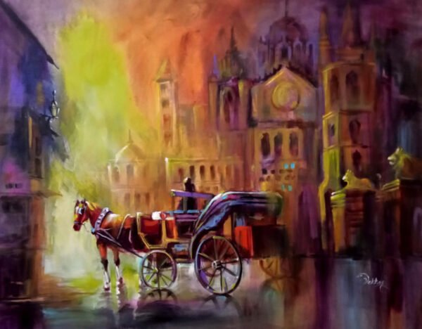 Image: Canvas Painting of Horse Cart