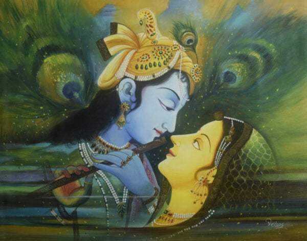 Image: Radha Krishna with a peacock feather