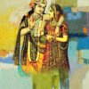 Image: Radha Krishna canvas painting with a abstract shades