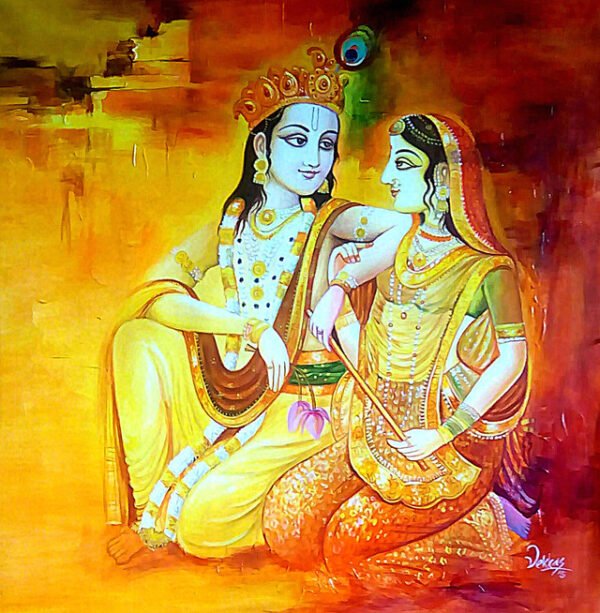 Image: Canvas painting of Radha Krishna painting