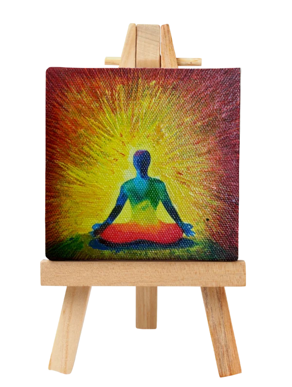 Image: Small Canvas Painting of Meditation and Buddha on a eazel