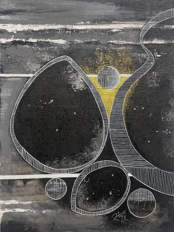 A beutiful grey themed Axis of Gold a Study in Balance Canvas Art