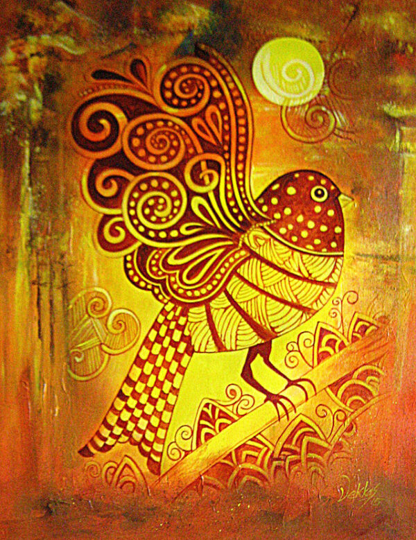 amazing bird canvas painting - Folk Art Wall Art - Aratce Studio