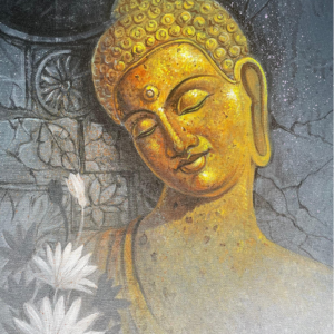 Golden Silence – Meditative Buddha Canvas Painting