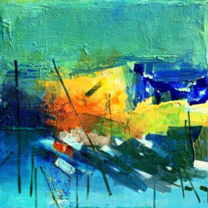 modern abstract canvas painting with texture and bold strokes