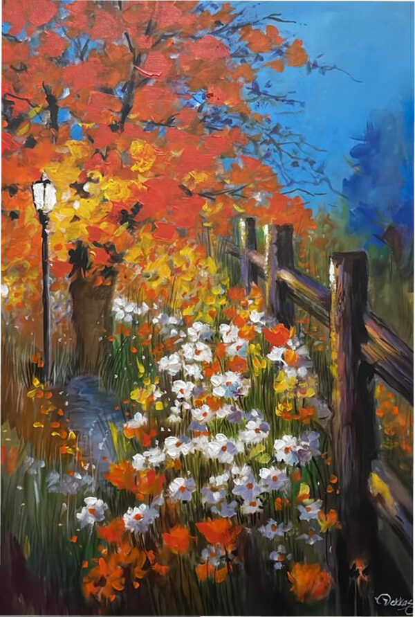 Autumn Garden Path — Landscape Canvas Painting India | Aratce Studio