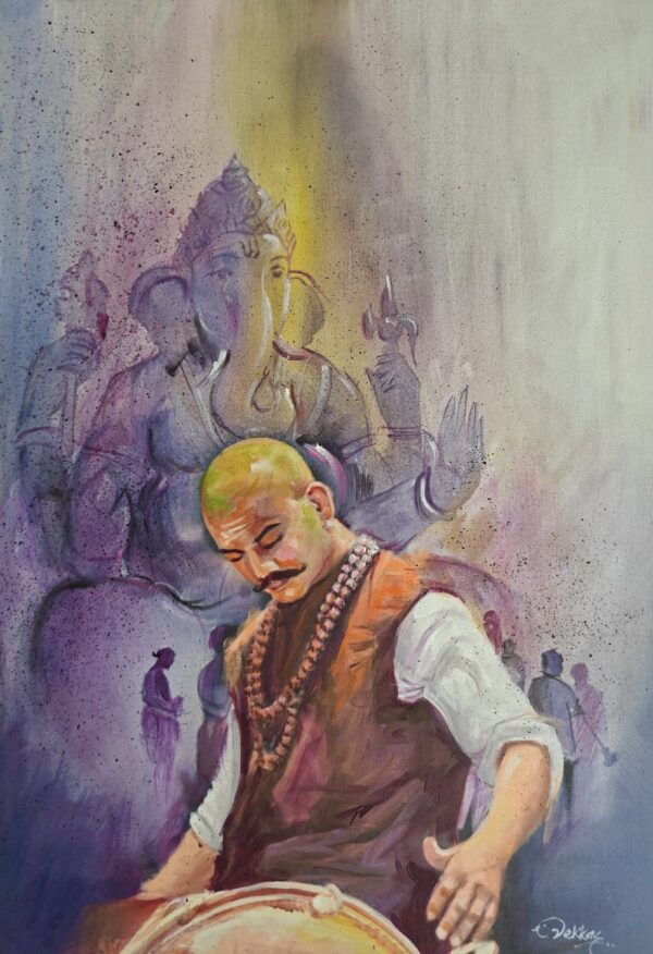 Rhythms of Devotion – Ganesha Dhol Tasha Painting
